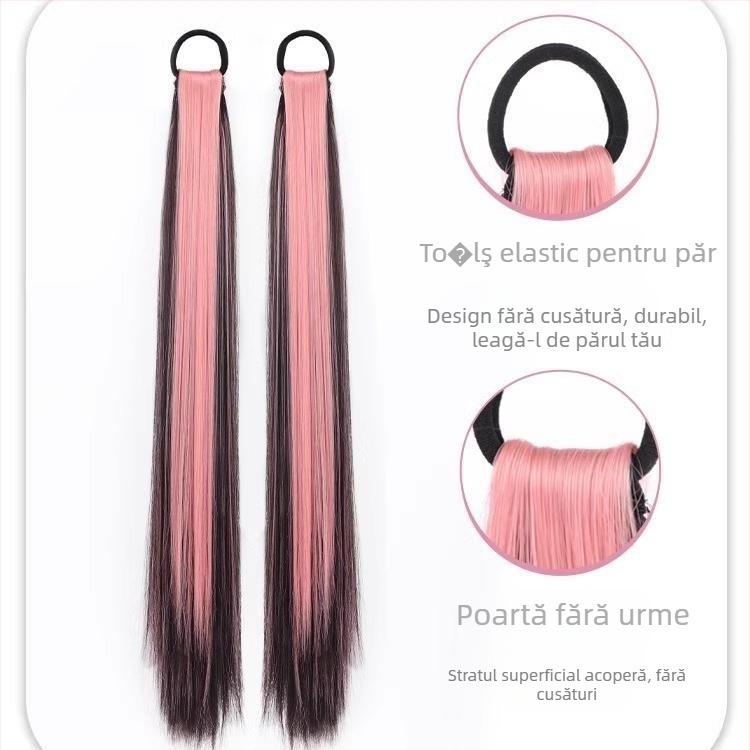 Perucă cu coadă dublă, model PY139, brand Youju, fibră sintetică rezistentă la temperatură