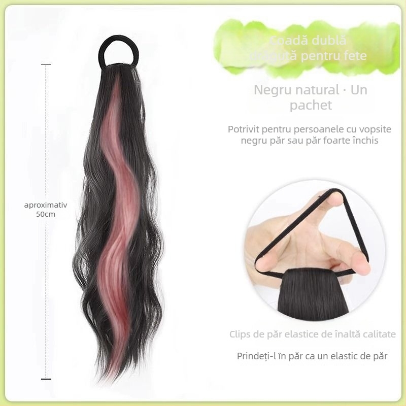 Perucă cu coadă dublă, model PY139, brand Youju, fibră sintetică rezistentă la temperatură