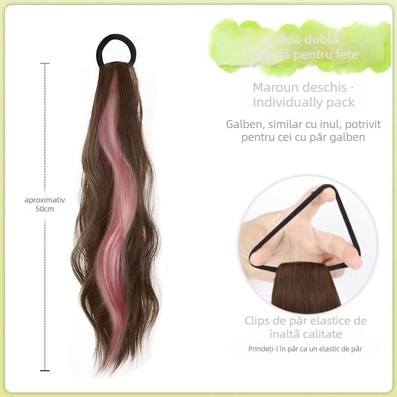 Perucă cu coadă dublă, model PY139, brand Youju, fibră sintetică rezistentă la temperatură