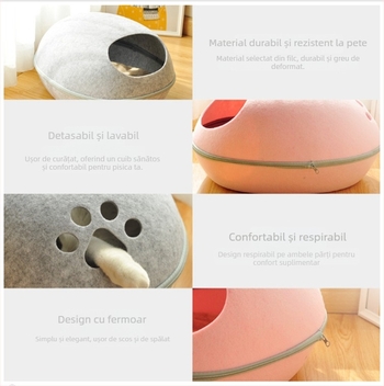Duo Run cuib de pisică din filc – pentru pisici, cuib/pet nest, material: filc