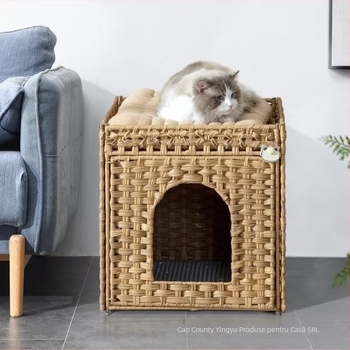 Cuib de pisică din ratan împletit – design semiînchis, Yingya