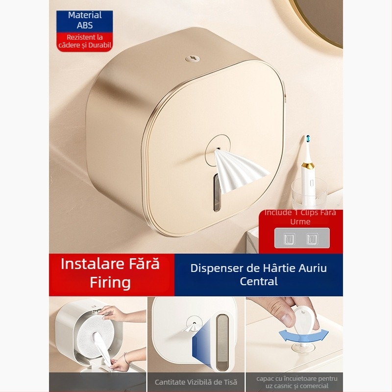 Merid Dispenser de hârtie igienică montat pe perete, tragere centrală, ABS, pentru baie și uz comercial hotelier