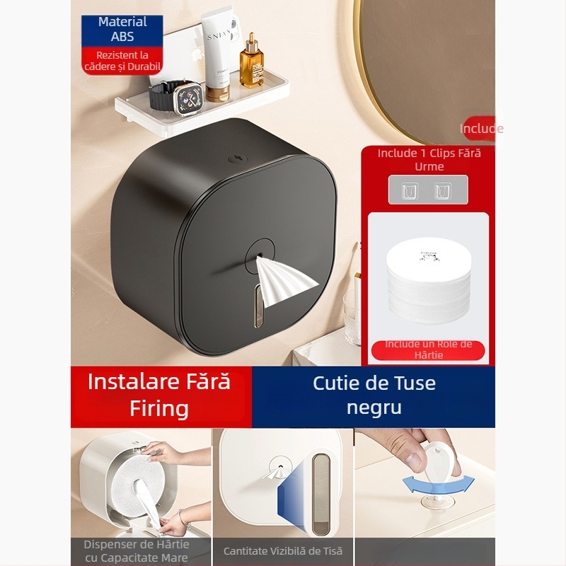 Merid Dispenser de hârtie igienică montat pe perete, tragere centrală, ABS, pentru baie și uz comercial hotelier