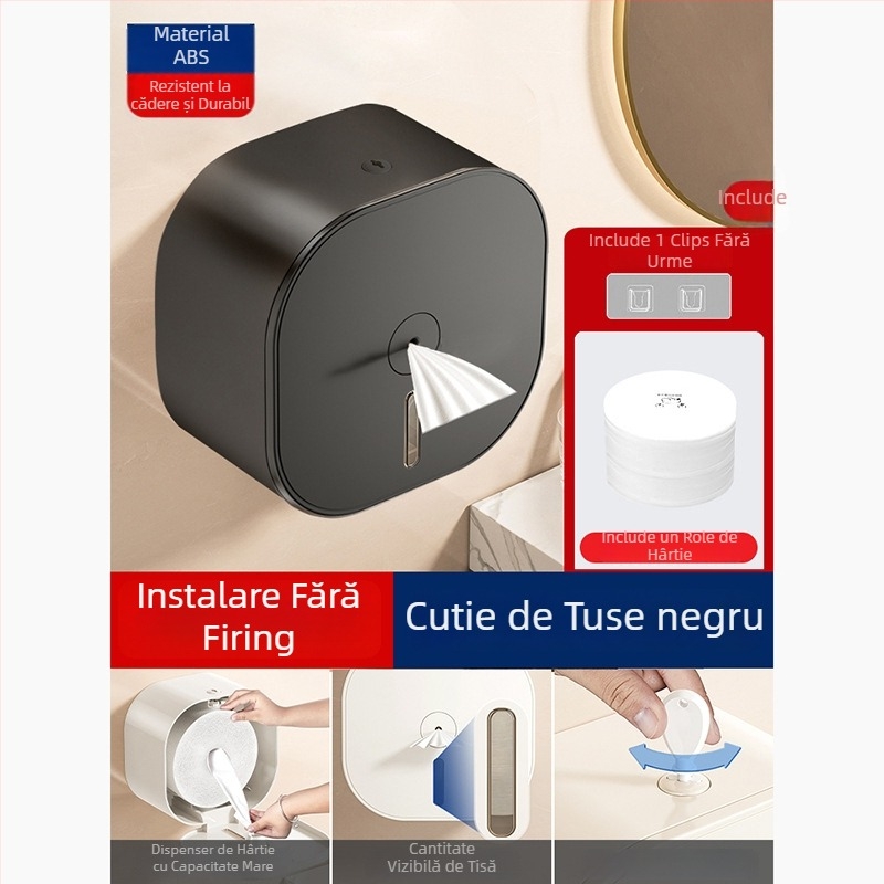 Merid Dispenser de hârtie igienică montat pe perete, tragere centrală, ABS, pentru baie și uz comercial hotelier