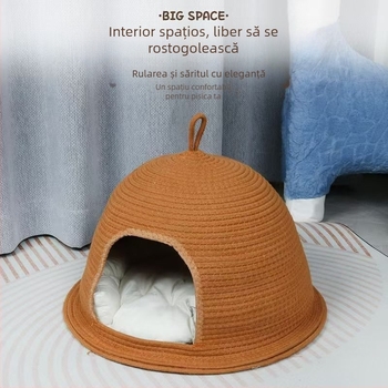 Cuib de pisică din ratan, pentru uz interior, pentru toate anotimpurile