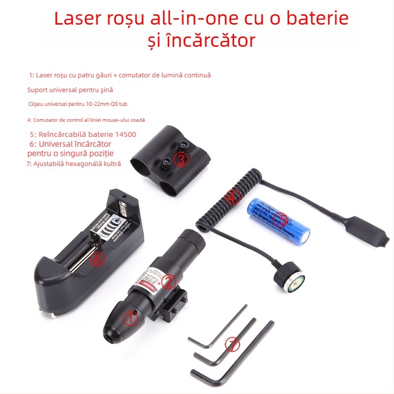 Vizor laser infraroșu cu 4 găuri, reglabil pe verticală și pe orizontală; Gold hunter, aliaj de aluminiu, JG13