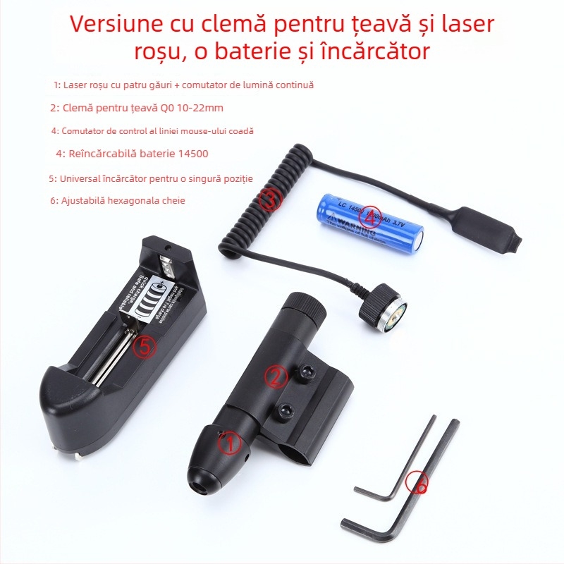 Vizor laser infraroșu cu 4 găuri, reglabil pe verticală și pe orizontală; Gold hunter, aliaj de aluminiu, JG13