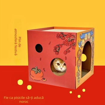 Cuib pentru pisici din carton ondulat de înaltă densitate, Jiangren XH, pentru pisici