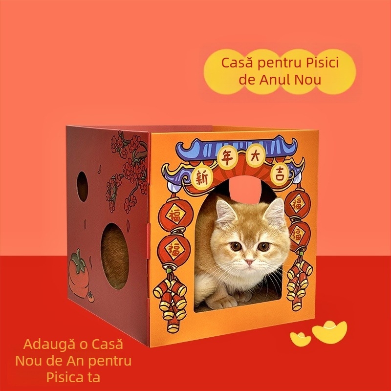 Cuib pentru pisici din carton ondulat de înaltă densitate, Jiangren XH, pentru pisici