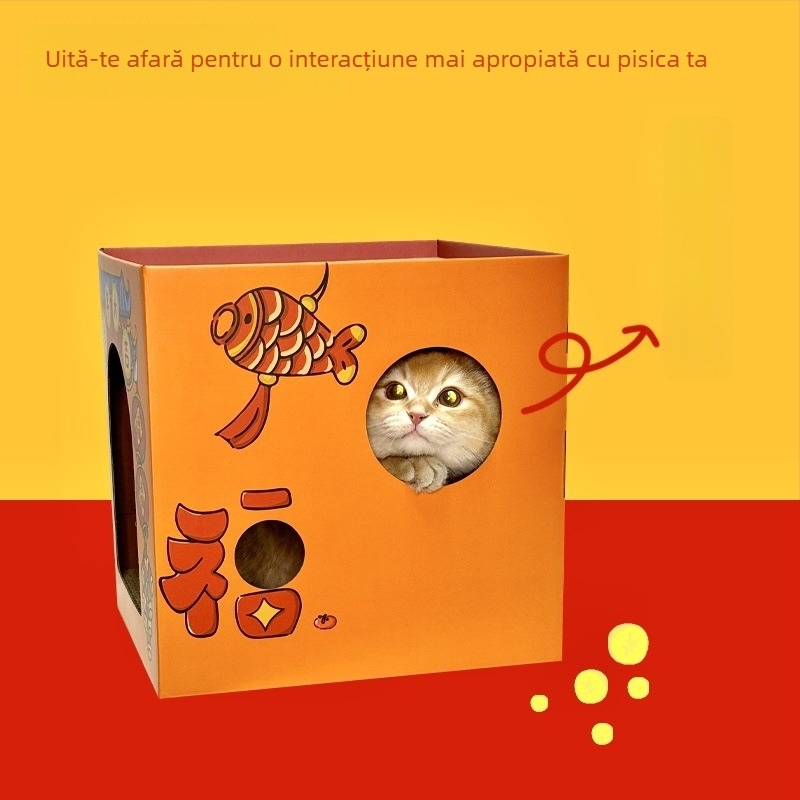 Cuib pentru pisici din carton ondulat de înaltă densitate, Jiangren XH, pentru pisici