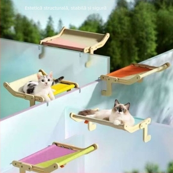 Cuib din lemn pentru pragul ferestrei - Cuib pentru pisici (Cod 009)