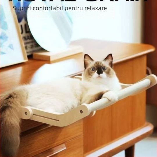 Cuib din lemn pentru pragul ferestrei - Cuib pentru pisici (Cod 009)