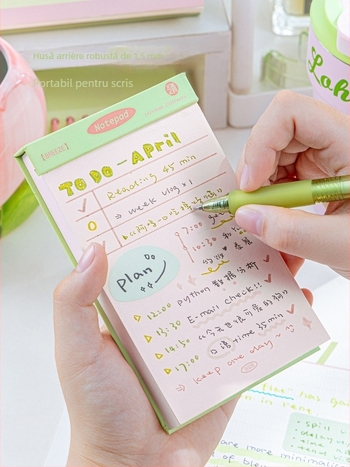 Caiet compact, pagini perforate, hârtie din celuloză lemnoasă 75 g, design minimalist, portabil