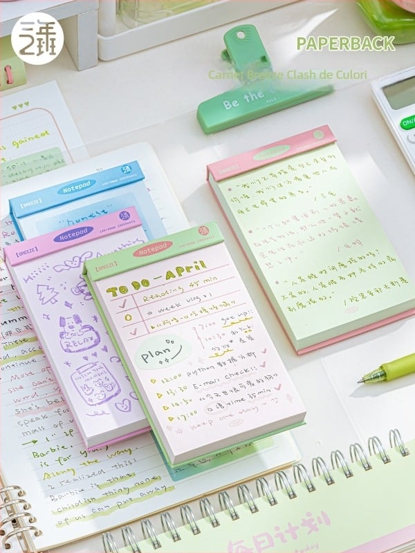 Caiet compact, pagini perforate, hârtie din celuloză lemnoasă 75 g, design minimalist, portabil