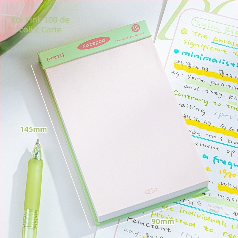 Caiet compact, pagini perforate, hârtie din celuloză lemnoasă 75 g, design minimalist, portabil