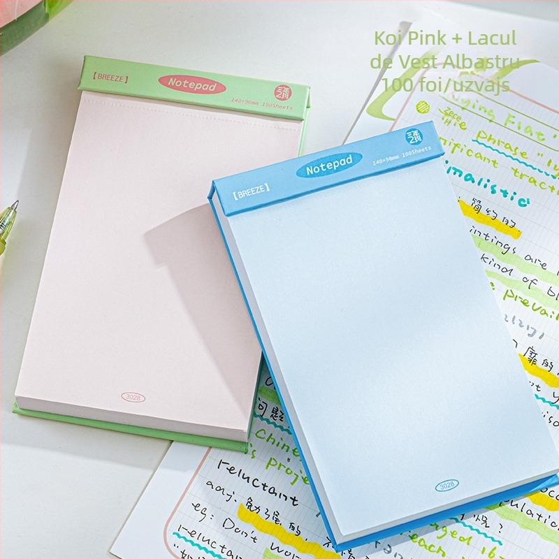 Caiet compact, pagini perforate, hârtie din celuloză lemnoasă 75 g, design minimalist, portabil