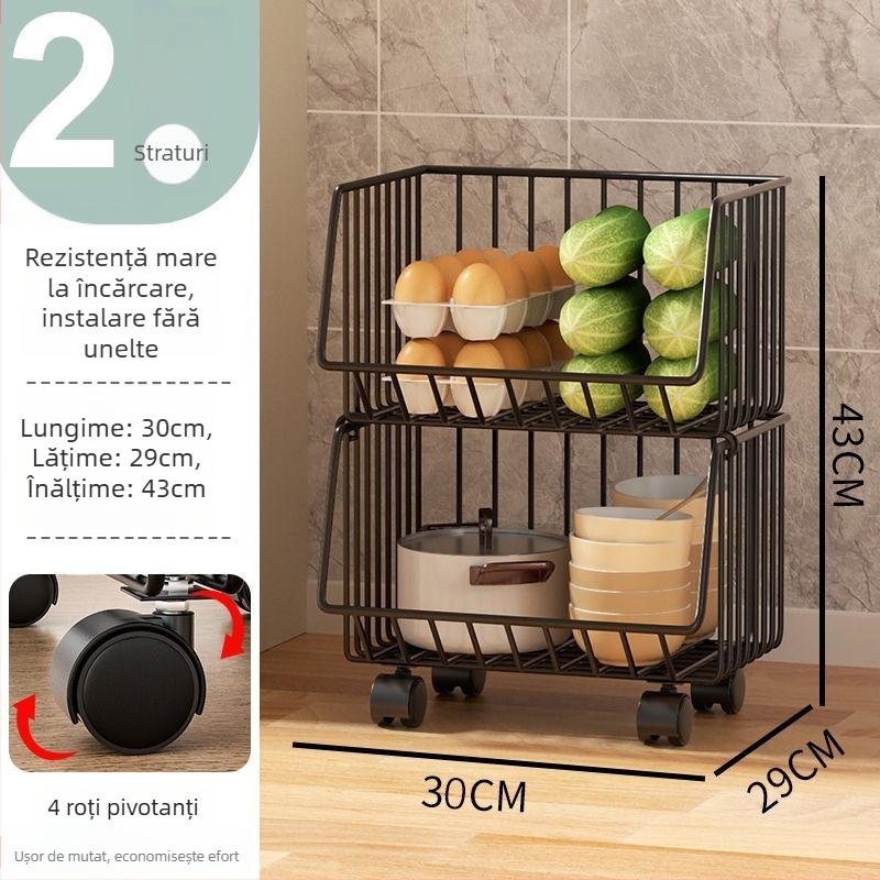 Raft de depozitare pentru bucătărie, pe podea – mobil, multifuncțional, din oțel carbon, pentru colț (Oțel carbon • Mobil • Multifuncțional • Pe podea • Pentru colț)