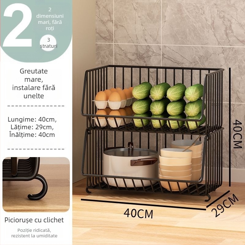 Raft de depozitare pentru bucătărie, pe podea – mobil, multifuncțional, din oțel carbon, pentru colț (Oțel carbon • Mobil • Multifuncțional • Pe podea • Pentru colț)