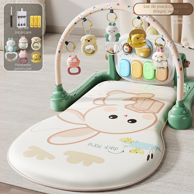 Jucărie pentru bebeluși — pian cu pedale pentru gym play, muzică interactivă, stimulare multisenzorială, 0–3 ani, plastic