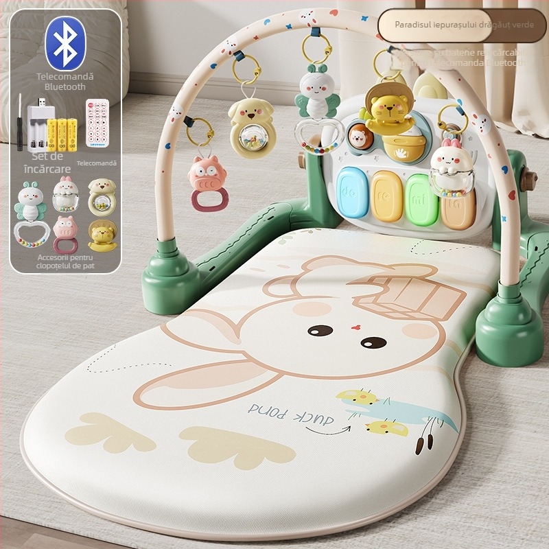 Jucărie pentru bebeluși — pian cu pedale pentru gym play, muzică interactivă, stimulare multisenzorială, 0–3 ani, plastic