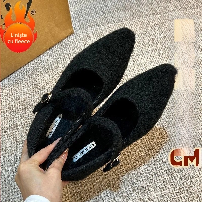 Pantofi Mary Jane cu toc ascuns – vârf pătrat, toc 6–8 cm, Grate partea superioară, microfibră interior