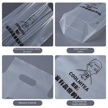 Genți de transport de unică folosință pentru pahare de milk tea, 100 buc., compatibile cu pahare simple/duble, cu mâner — Origine Anhui, Brand Jinsheng Plastic, Capacitate zilnică 10 tone