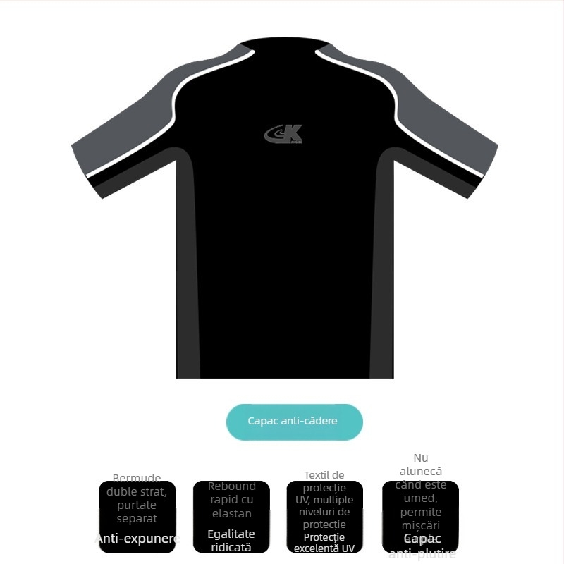 Set de înot din trei piese, cu protecție solară și uscare rapidă, unisex, exterior din nylon cu căptușeală poliester