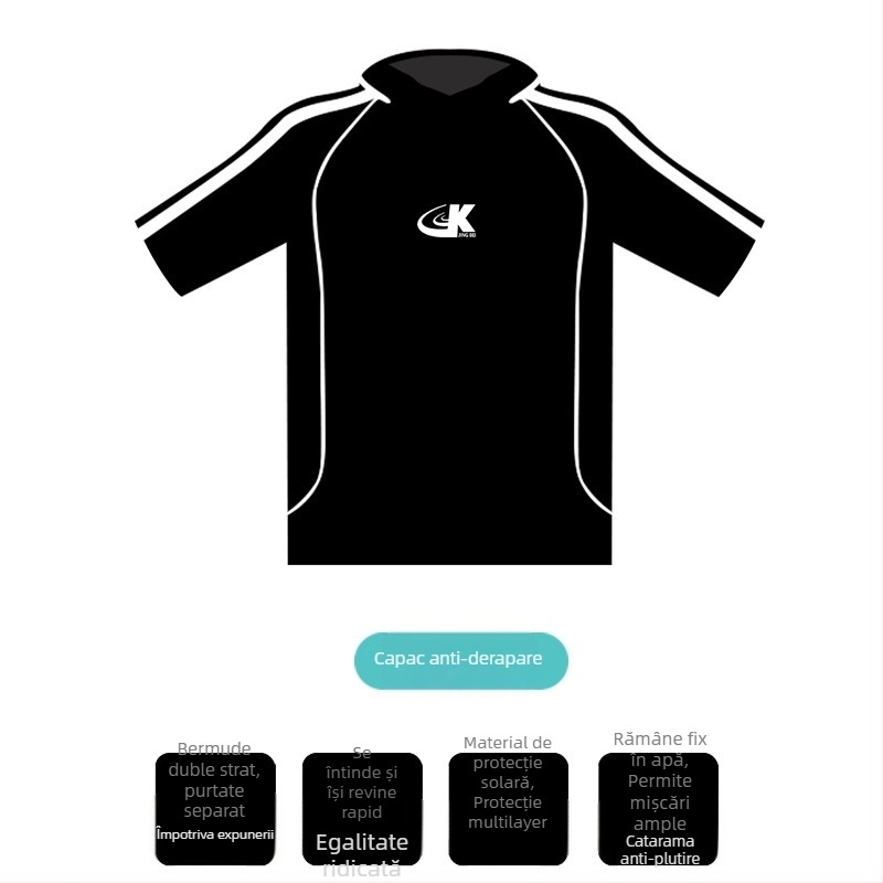 Set de înot din trei piese, cu protecție solară și uscare rapidă, unisex, exterior din nylon cu căptușeală poliester