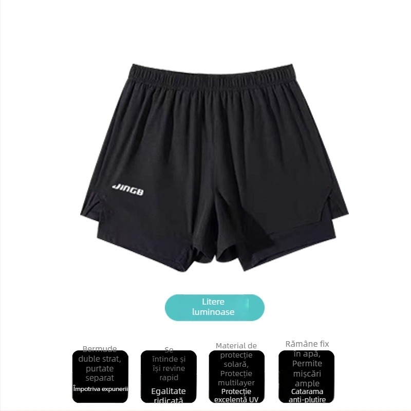 Set de înot din trei piese, cu protecție solară și uscare rapidă, unisex, exterior din nylon cu căptușeală poliester