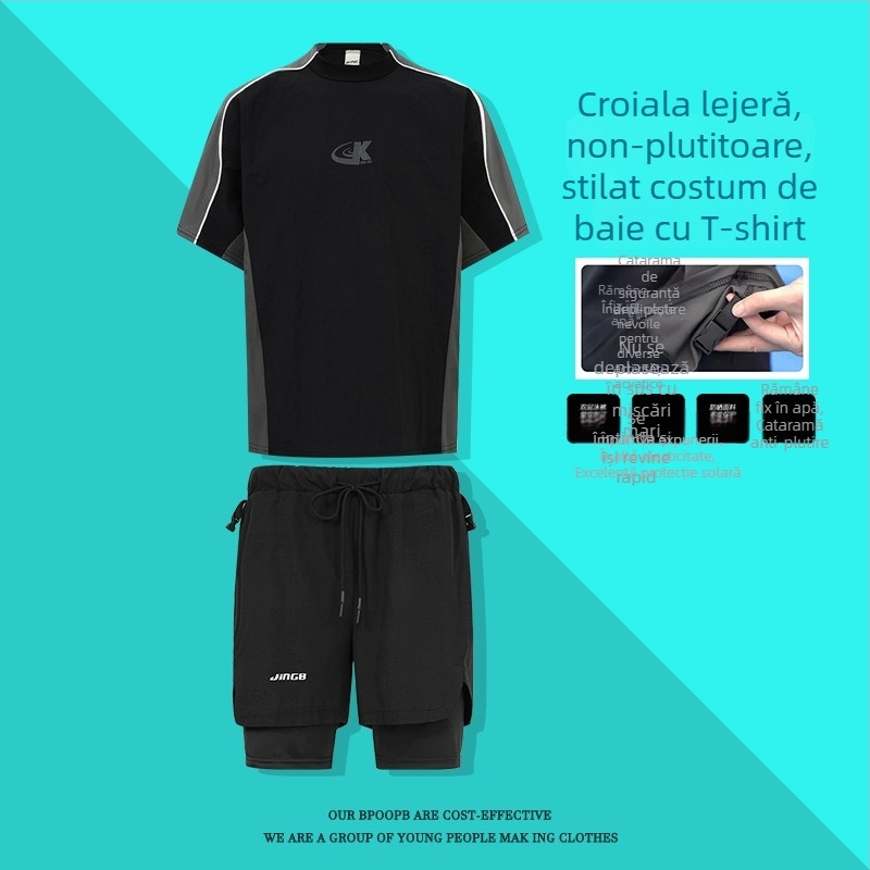 Set de înot din trei piese, cu protecție solară și uscare rapidă, unisex, exterior din nylon cu căptușeală poliester