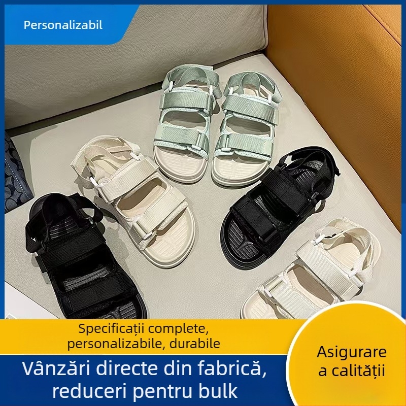 Sandale bărbați Lu Lanson, partea superioară din Oxford, talpă PVC, închidere Velcro, deget deschis, respirante