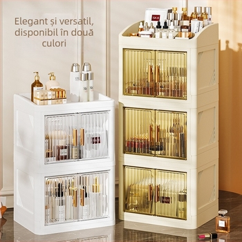 Cutie pliabilă de depozitare pentru cosmetică (PP plastic; 18 L capacitate; protecție împotriva prafului; cu compartimente; în stil japonez)