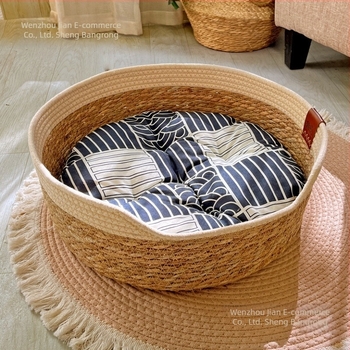 Cuib pentru pisici din ratan împletit - universal pentru toate sezoanele, respirabil și cald