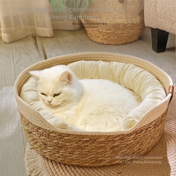 Cuib pentru pisici din ratan împletit - universal pentru toate sezoanele, respirabil și cald