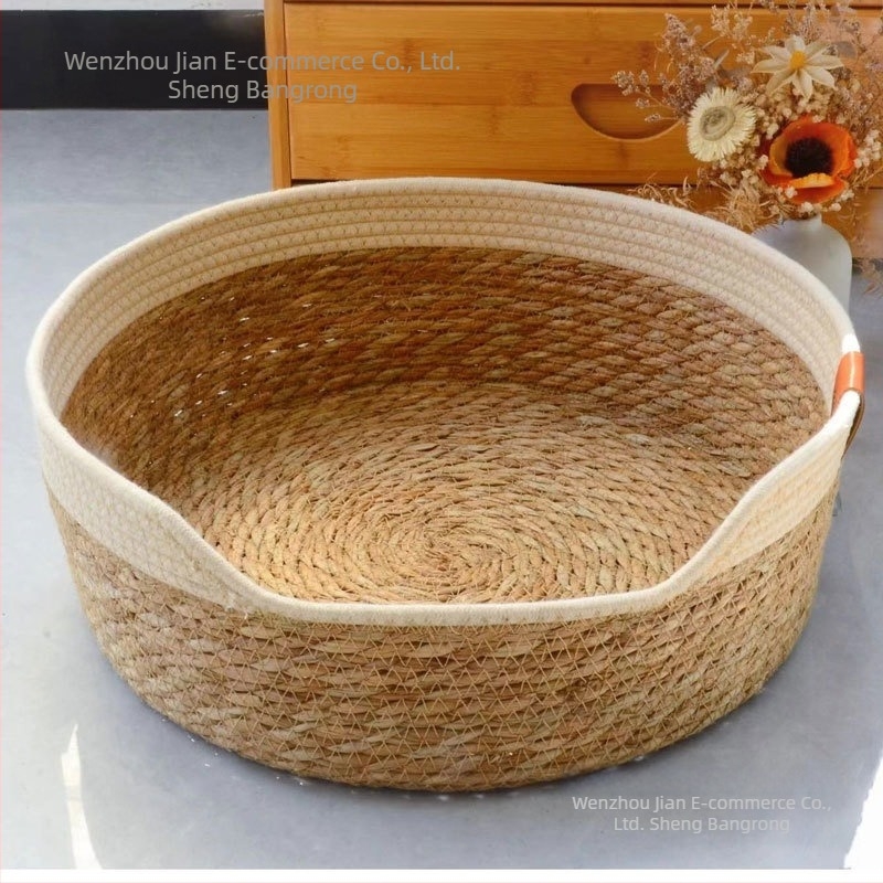 Cuib pentru pisici din ratan împletit - universal pentru toate sezoanele, respirabil și cald