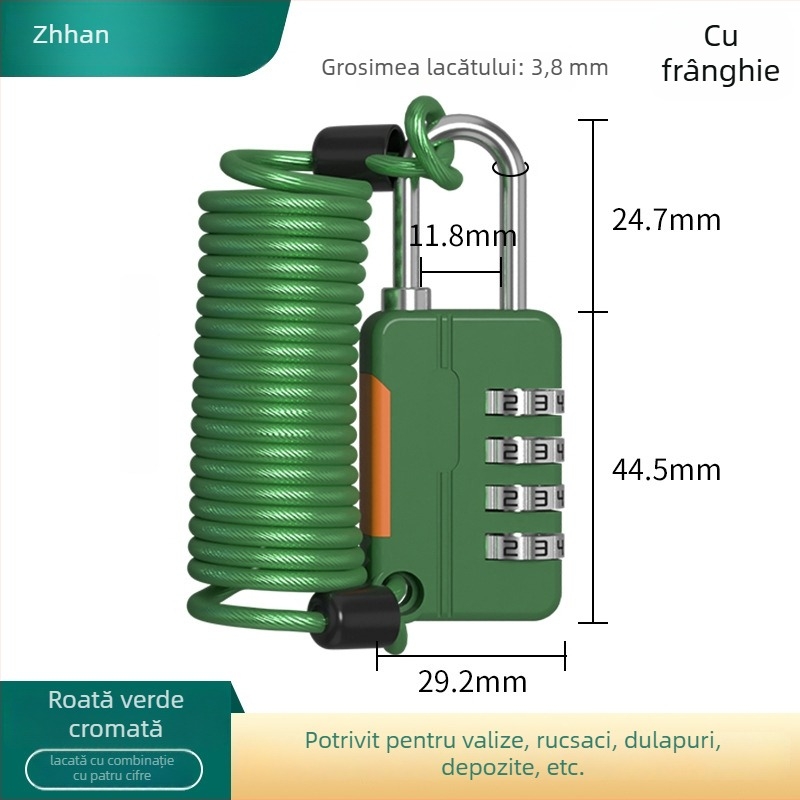 Lacăt mecanic cu cod, în formă de U, din aliaj de zinc + oțel inoxidabil; model z-mimagausuo-7.1; grosime braț 3,8 mm; distanță între brațe 11,8 mm; potrivit pentru valize, rucsaci, dulapuri și coșuri de bicicletă