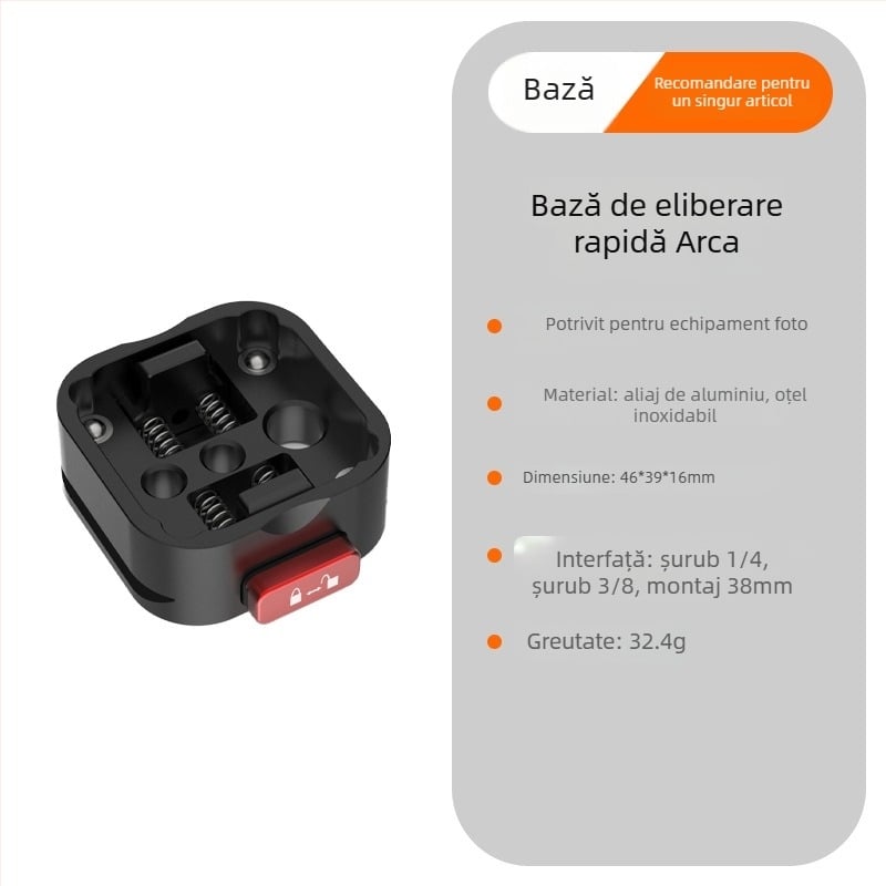 Beizhen Clip-b-g Placă de eliberare rapidă din aliaj de aluminiu Stabilizator, potrivire universală, sarcină maximă 6–10 kg, greutate 51,2 g