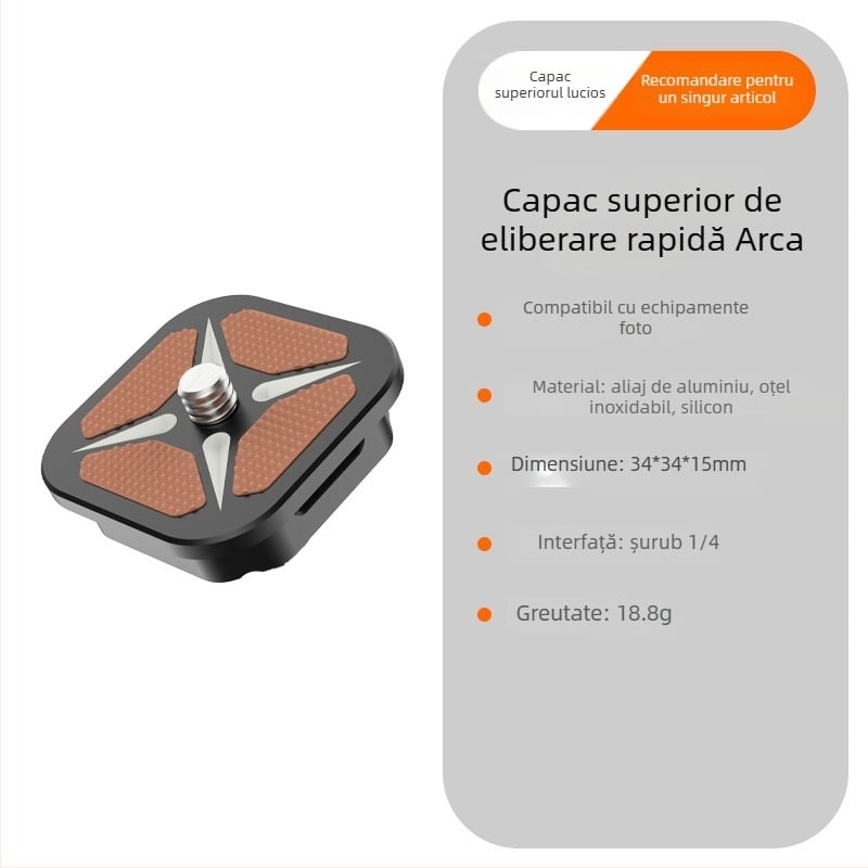Beizhen Clip-b-g Placă de eliberare rapidă din aliaj de aluminiu Stabilizator, potrivire universală, sarcină maximă 6–10 kg, greutate 51,2 g