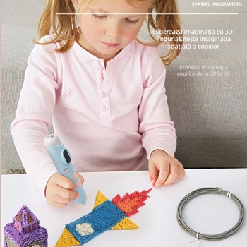 Stilou 3D încărcabil, cu temperatură scăzută, pentru copii — instrument creativ de desenare 3D, cu durată mare de funcționare