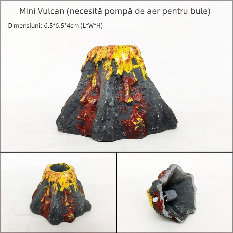 BABYER decor acvariu în formă de vulcan, din rășină sintetică, pentru amenajare și aerare