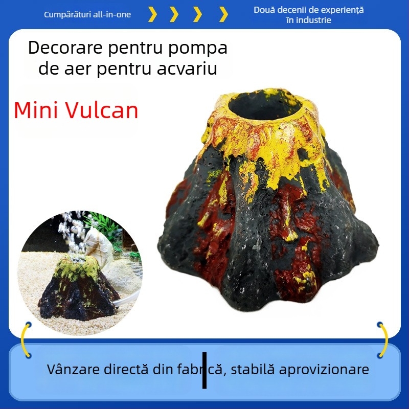 BABYER decor acvariu în formă de vulcan, din rășină sintetică, pentru amenajare și aerare