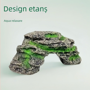 Decor acvariu pentru țestoasă: platformă de cățărare și plajă la soare, grotă și zonă înclinată de odihnă — Cod Y025 terrace; greutate 310; Crafts; decor de piatră