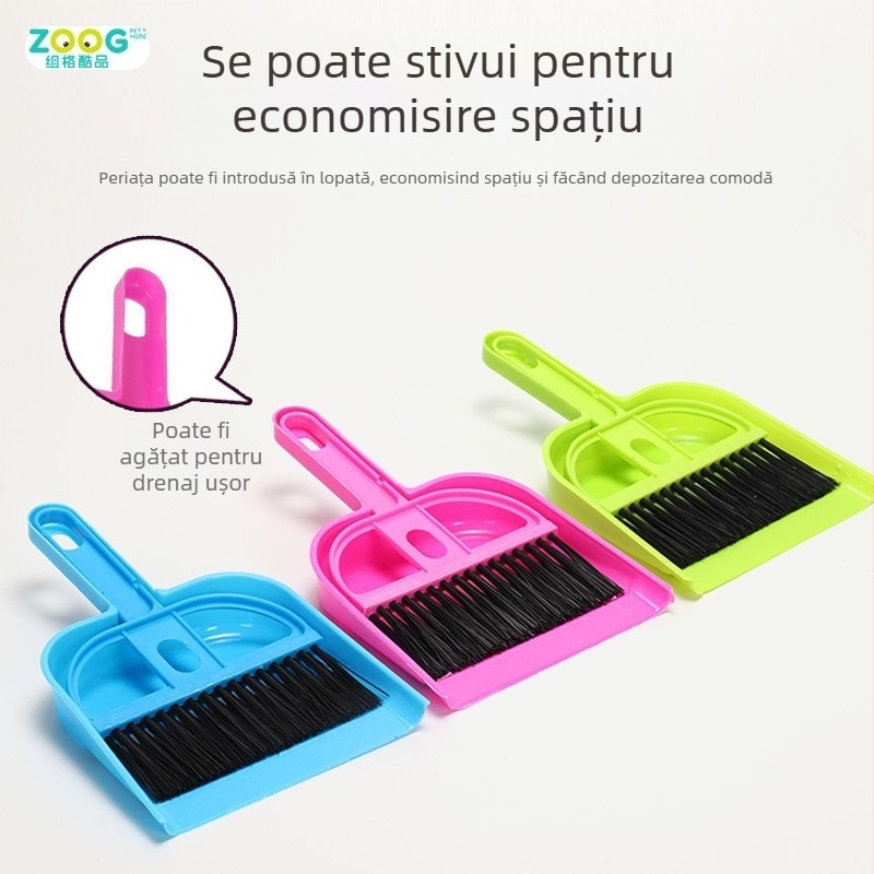 Set mini de instrumente de curățare pentru animale de companie – tavă de gunoi și mătură, plastic, Zoog, pentru păsări