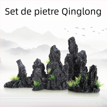 Decorațiune pentru acvariu – peisaj rockery, set de 6 piese, din rășină, aproximativ 1,5 kg, marcă Fish house