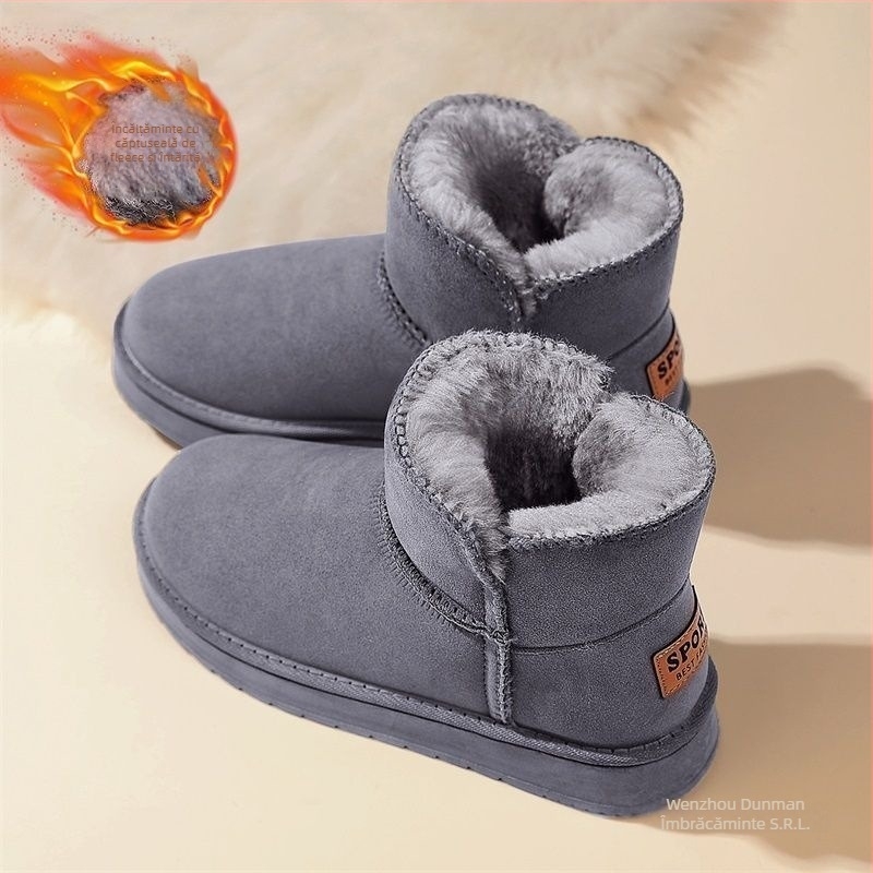 Cizme de zăpadă unisex, căptușite cu fleece, calde și ușoare, partea superioară din bumbac