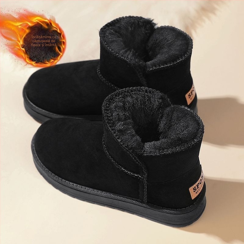 Cizme de zăpadă unisex, căptușite cu fleece, calde și ușoare, partea superioară din bumbac