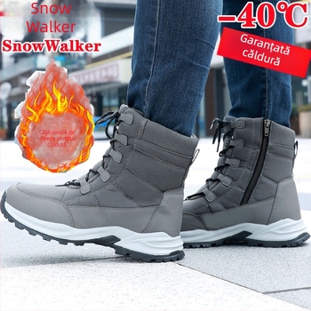 Cizme de zăpadă pentru bărbați - Îmbunătățite, anti-derapare, încălzite pentru iarnă (Material exterior: bumbac; Talpă: compozit; Grosime: Îngroșată; Talpă antiaderentă; Menține cald)
