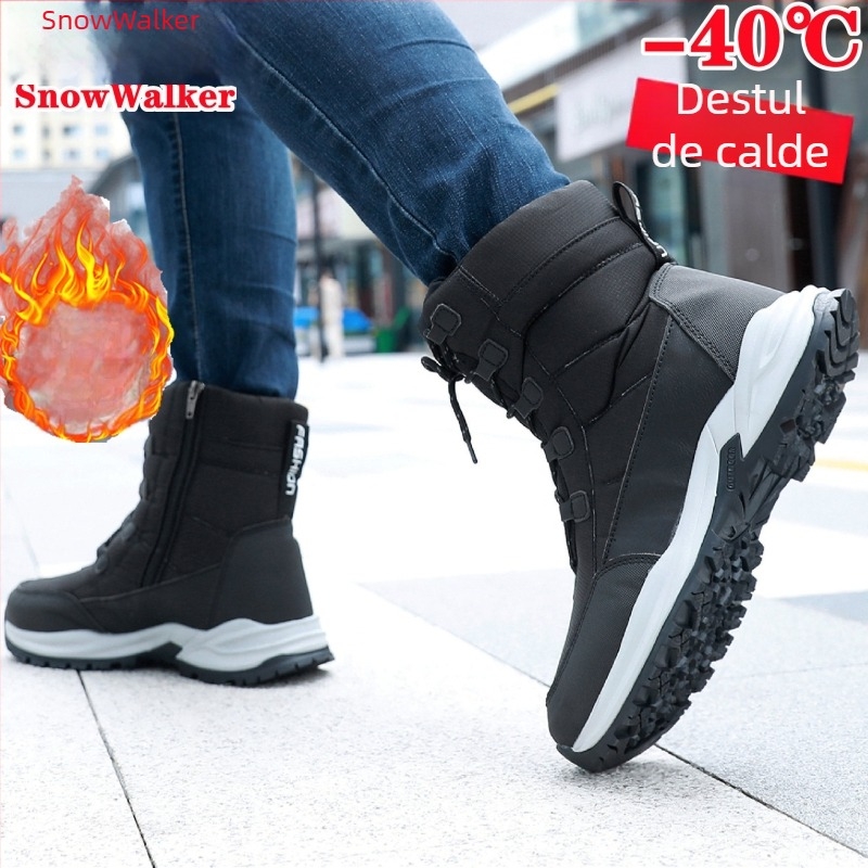 Cizme de zăpadă pentru bărbați - Îmbunătățite, anti-derapare, încălzite pentru iarnă (Material exterior: bumbac; Talpă: compozit; Grosime: Îngroșată; Talpă antiaderentă; Menține cald)