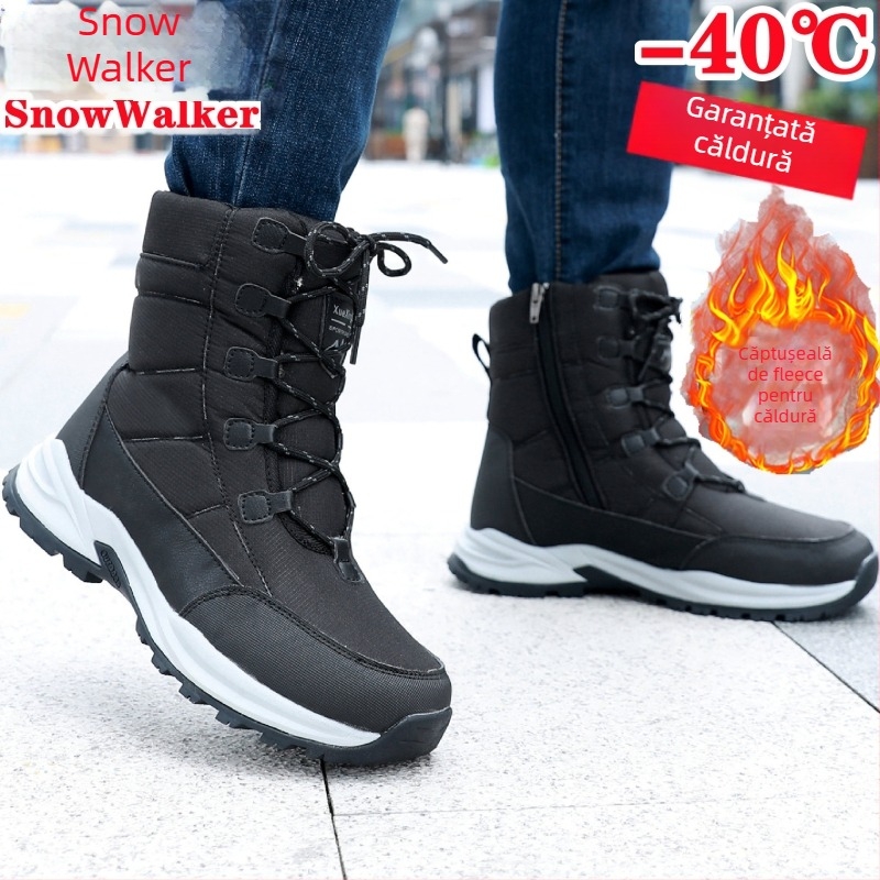 Cizme de zăpadă pentru bărbați - Îmbunătățite, anti-derapare, încălzite pentru iarnă (Material exterior: bumbac; Talpă: compozit; Grosime: Îngroșată; Talpă antiaderentă; Menține cald)