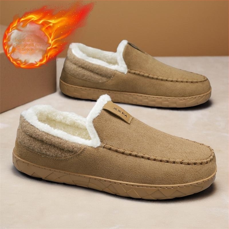 Ghete de iarnă pentru bărbați, slip-on, cu căptușeală caldă din blană artificială (Material exterior: textil; Talpă: cauciuc antiderapant; Construcție: vulcanizată; Sezon: iarnă)